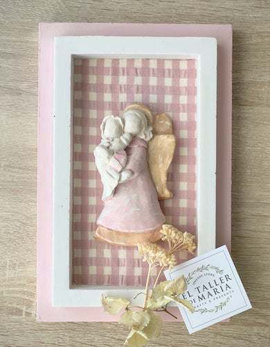 Cuadro Angel de la guarda- vichy rosa